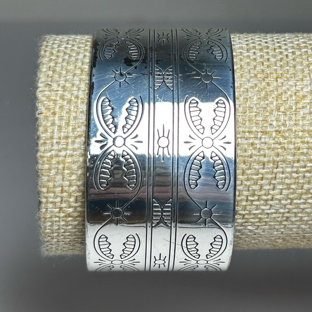 RARE Signed Brighton Wide Thick Silver Cuff Bracelet Marrakesh Southwestern